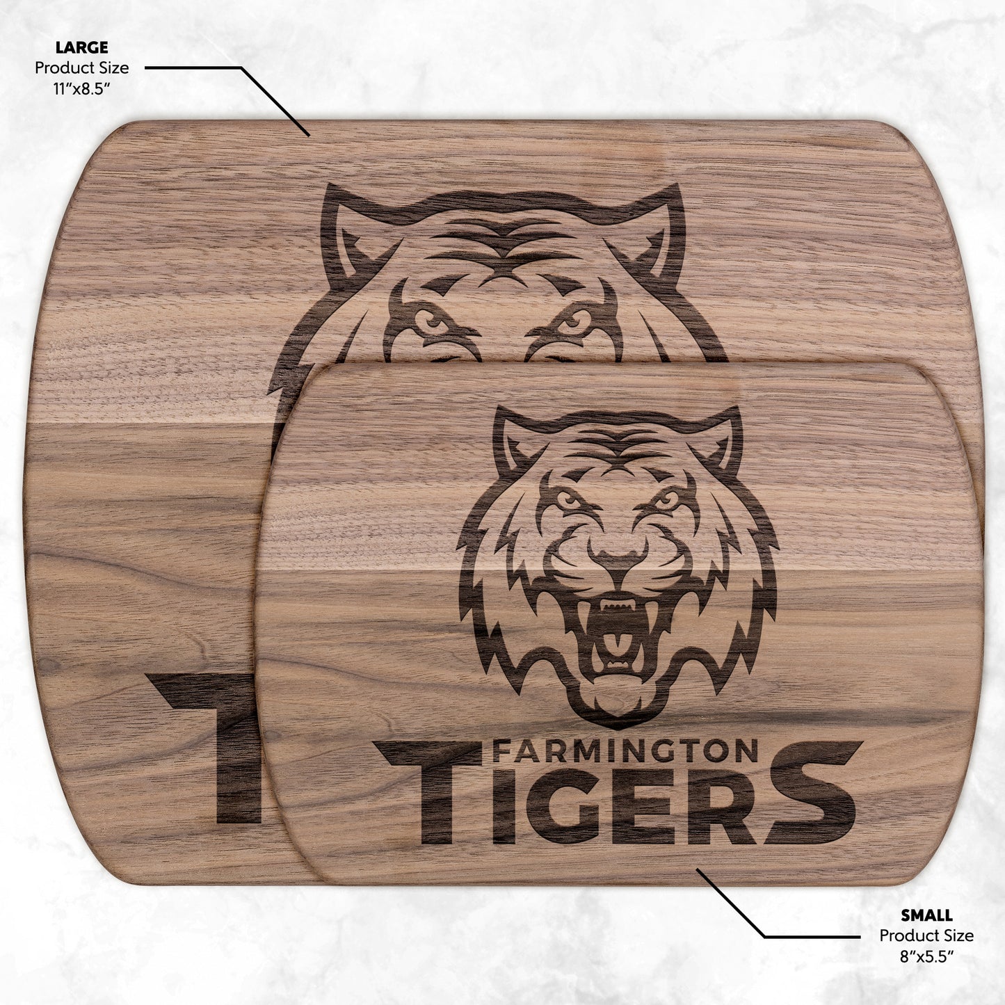 Farmington Tigers: Hardwood Oval Cutting Board