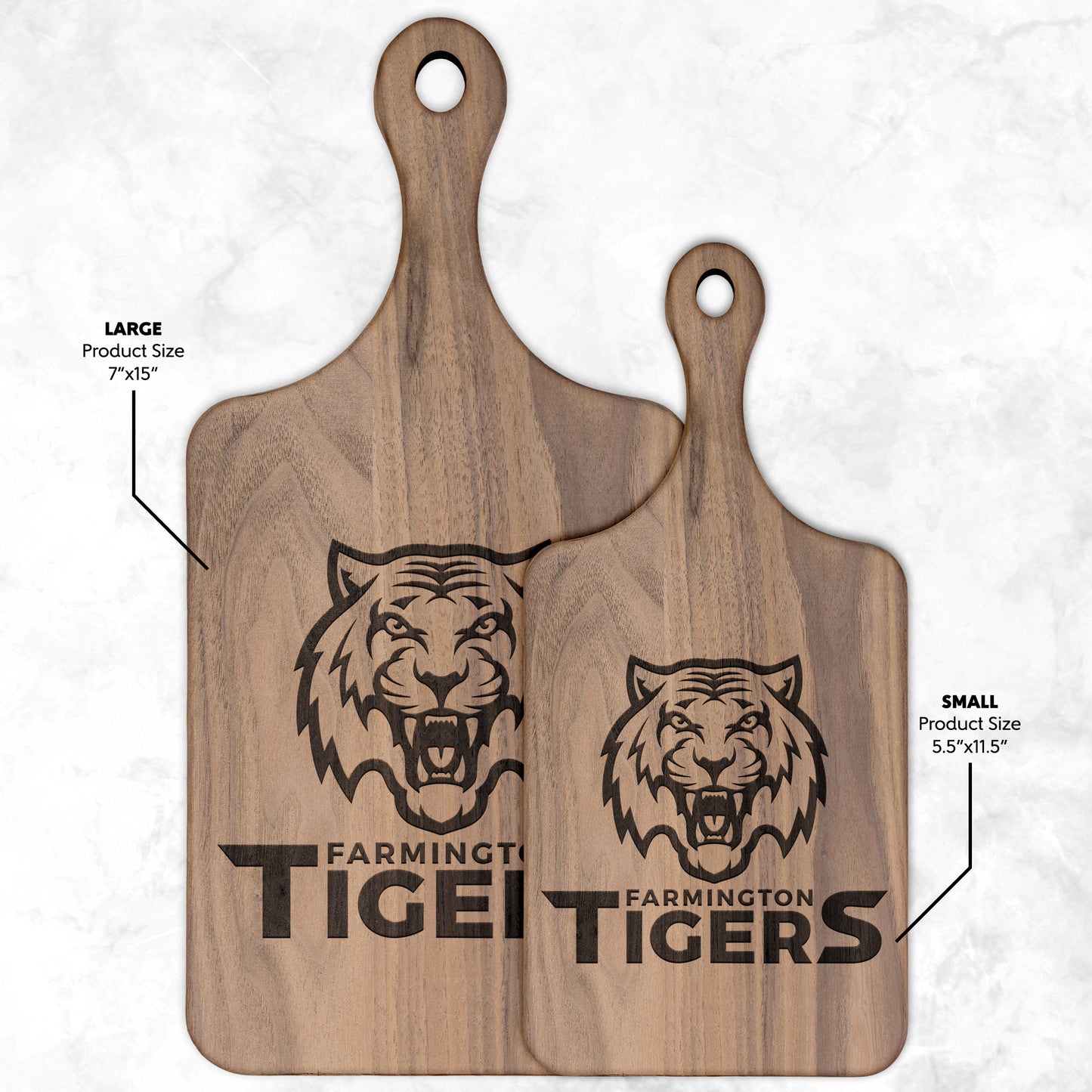 Farmington Tigers: Hardwood Paddle Cutting Board