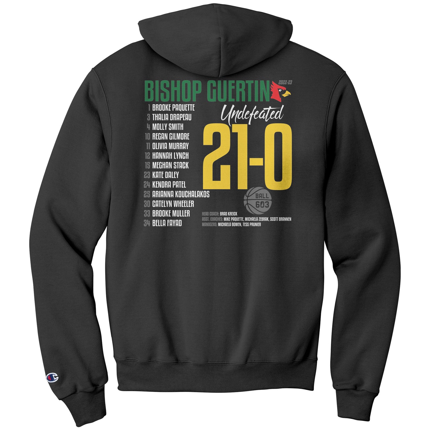 Bishop Guertin Back to Back Champs: Champion Hoodie